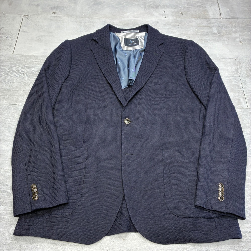 Tailorbyrd Blazer Mens 42R Navy Blue Super 110s Wool Textured Sport Coat Jacket